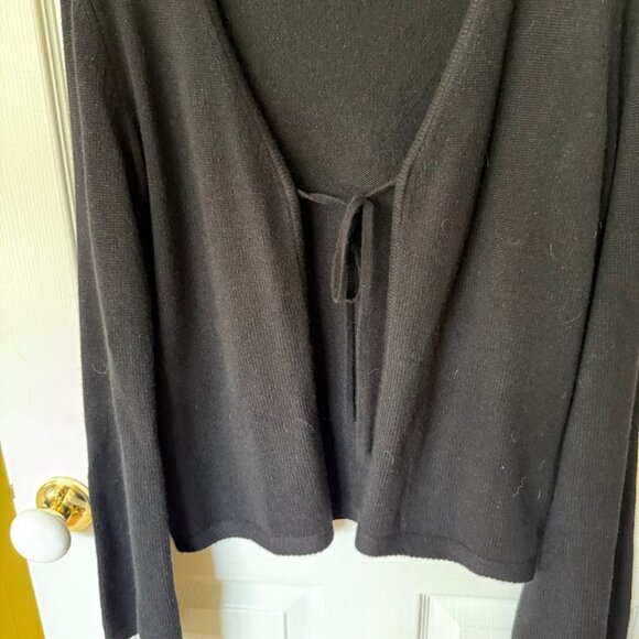 Reformation cassia Cashmere Black front tie Sweater Cardigan - Picture 3 of 4